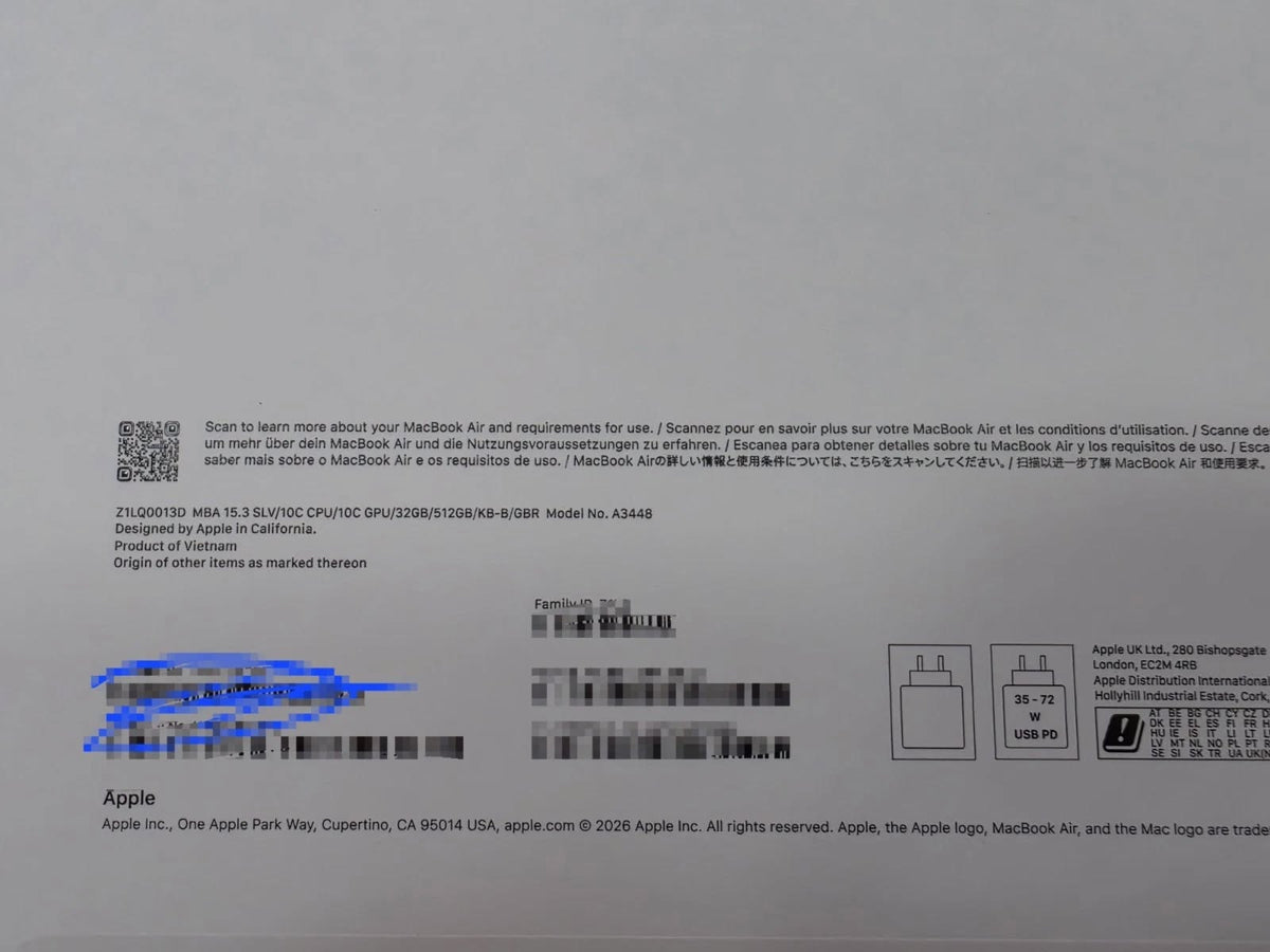 MacBook Air 15.3" M4 – 32GB RAM – 512GB SSD – Plata
